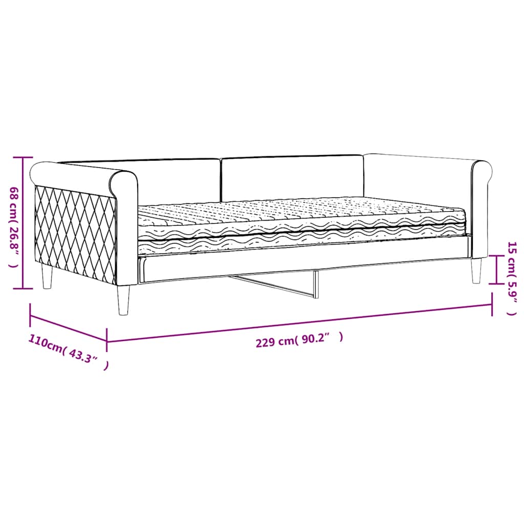 Dnevni krevet s madracem plavi 100 x 200 cm baršunasti