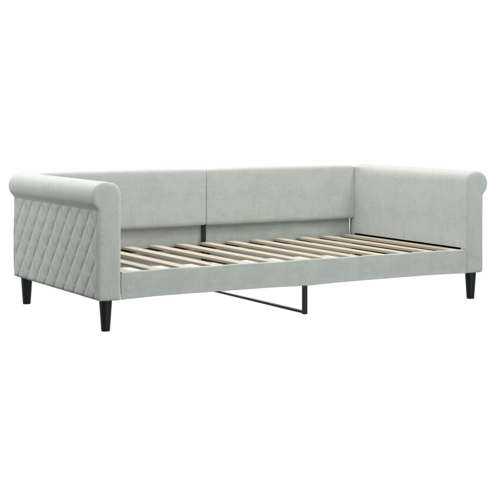 Dnevni krevet s madracem svjetlosivi 100 x 200 cm baršunasti