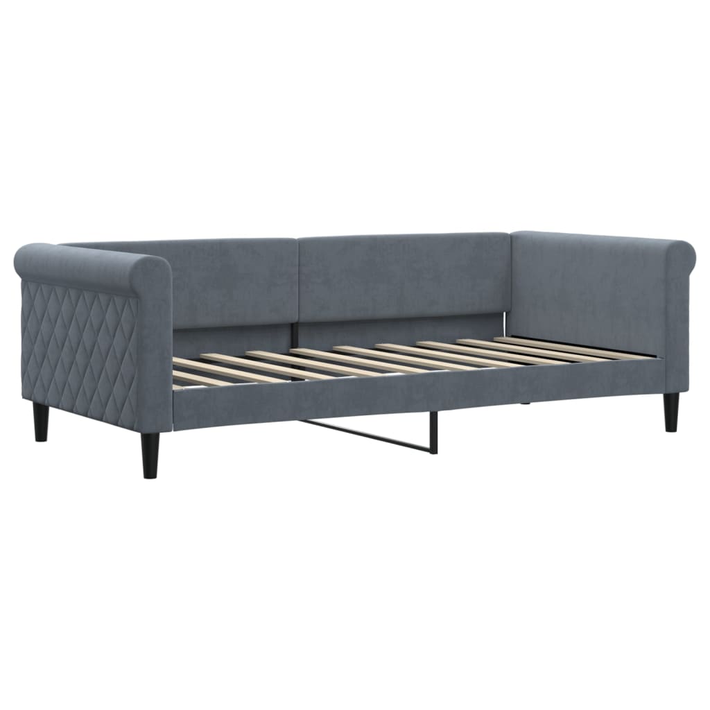 Dnevni krevet s madracem tamno sivi 90x190 cm baršun