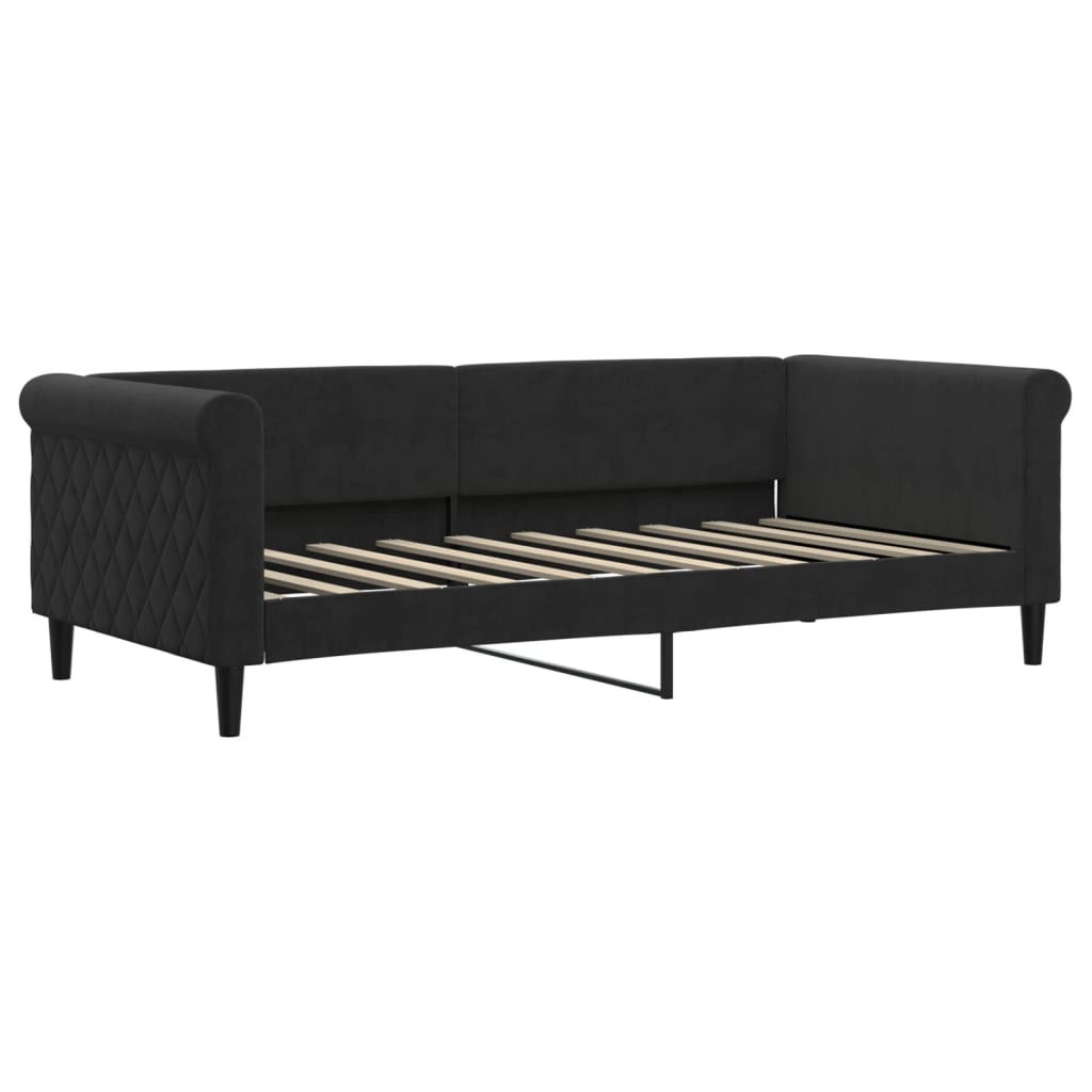 Dnevni krevet s madracem crni 90 x 190 cm baršunasti