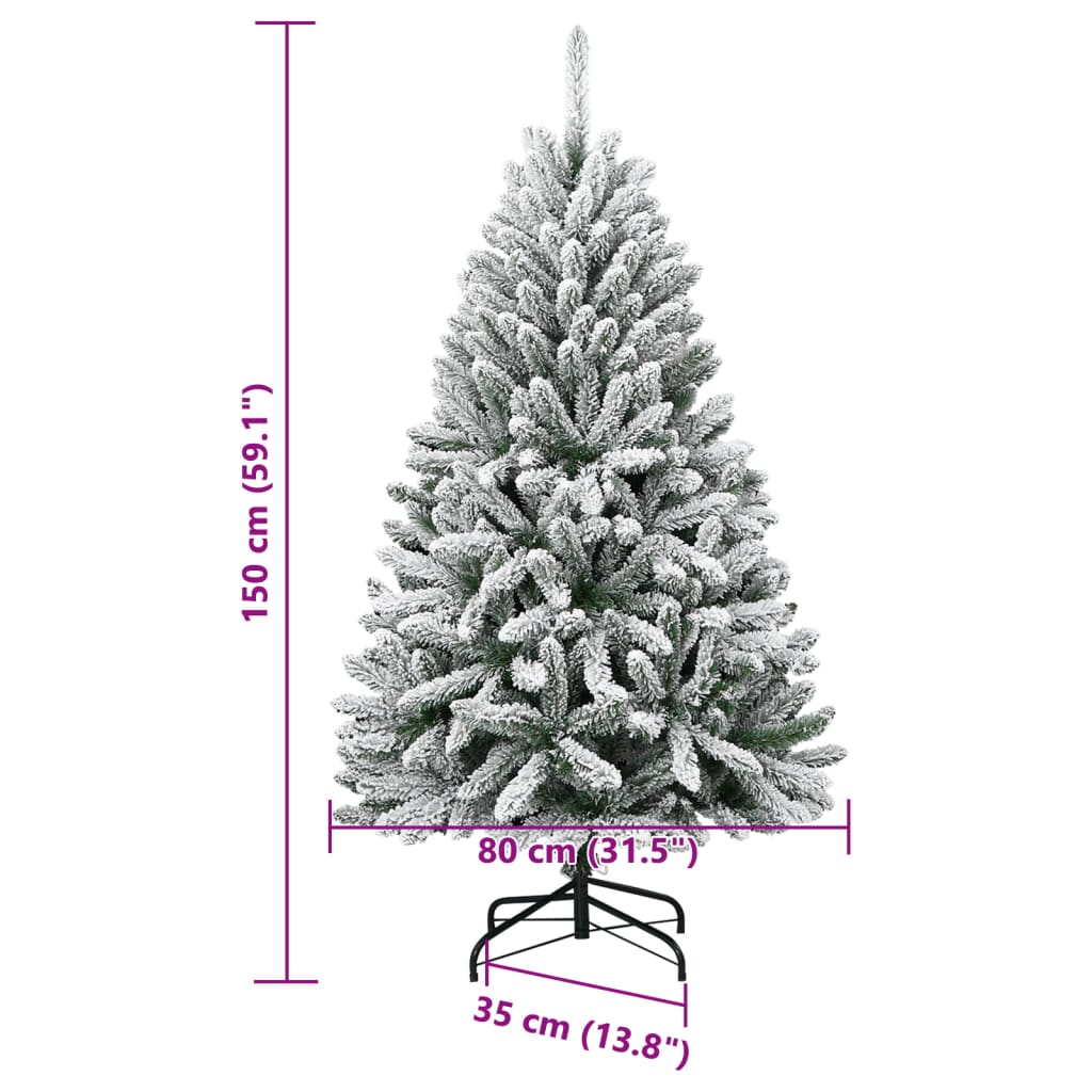 Umjetno božićno drvce sa šarkama i snijegom 150 cm