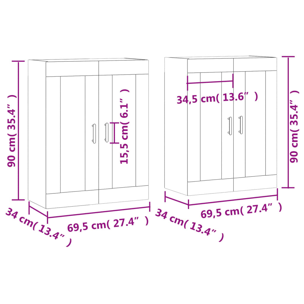 Zidni ormarići 2 kom boja dimljenog hrasta konstruirano drvo