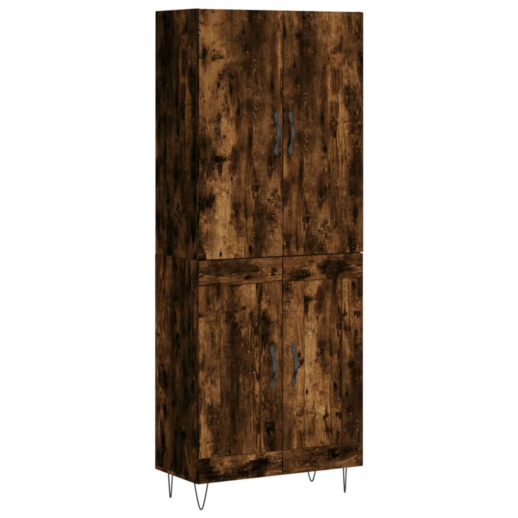 Visoka komoda dimljeni hrast 69,5x34x180 cm konstruiranog drva