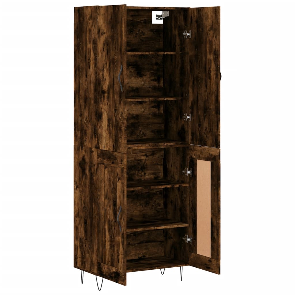 Visoka komoda dimljeni hrast 69,5x34x180 cm konstruiranog drva