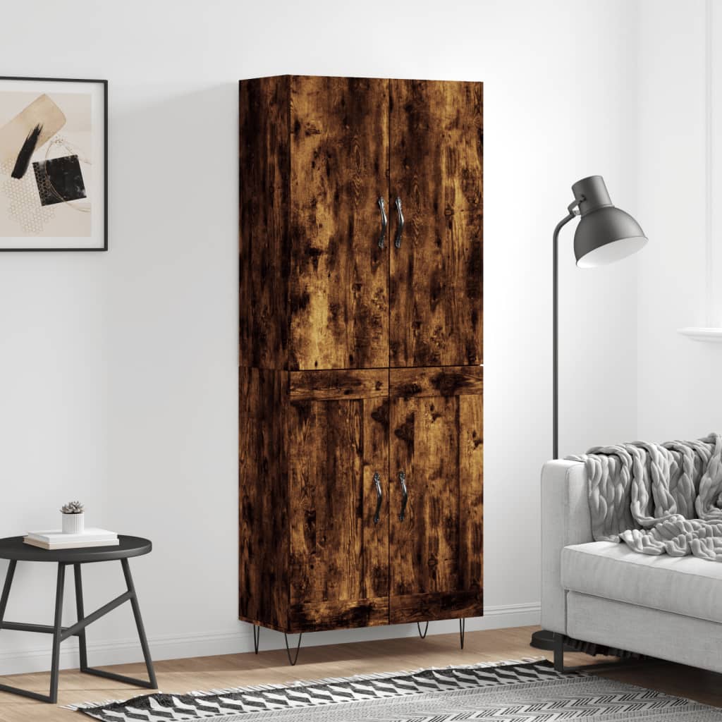 Visoka komoda dimljeni hrast 69,5x34x180 cm konstruiranog drva