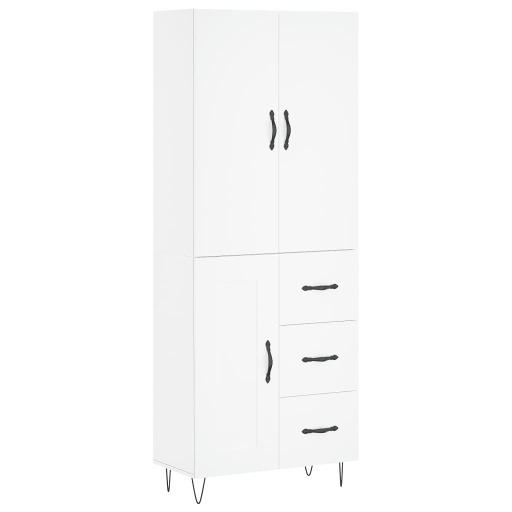 Visoka komoda bijela 69,5x34x180 cm konstruirano drvo