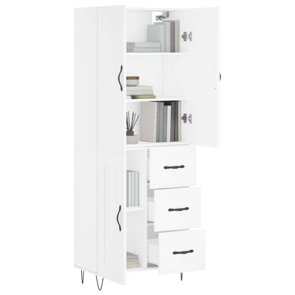 Visoka komoda bijela 69,5x34x180 cm konstruirano drvo