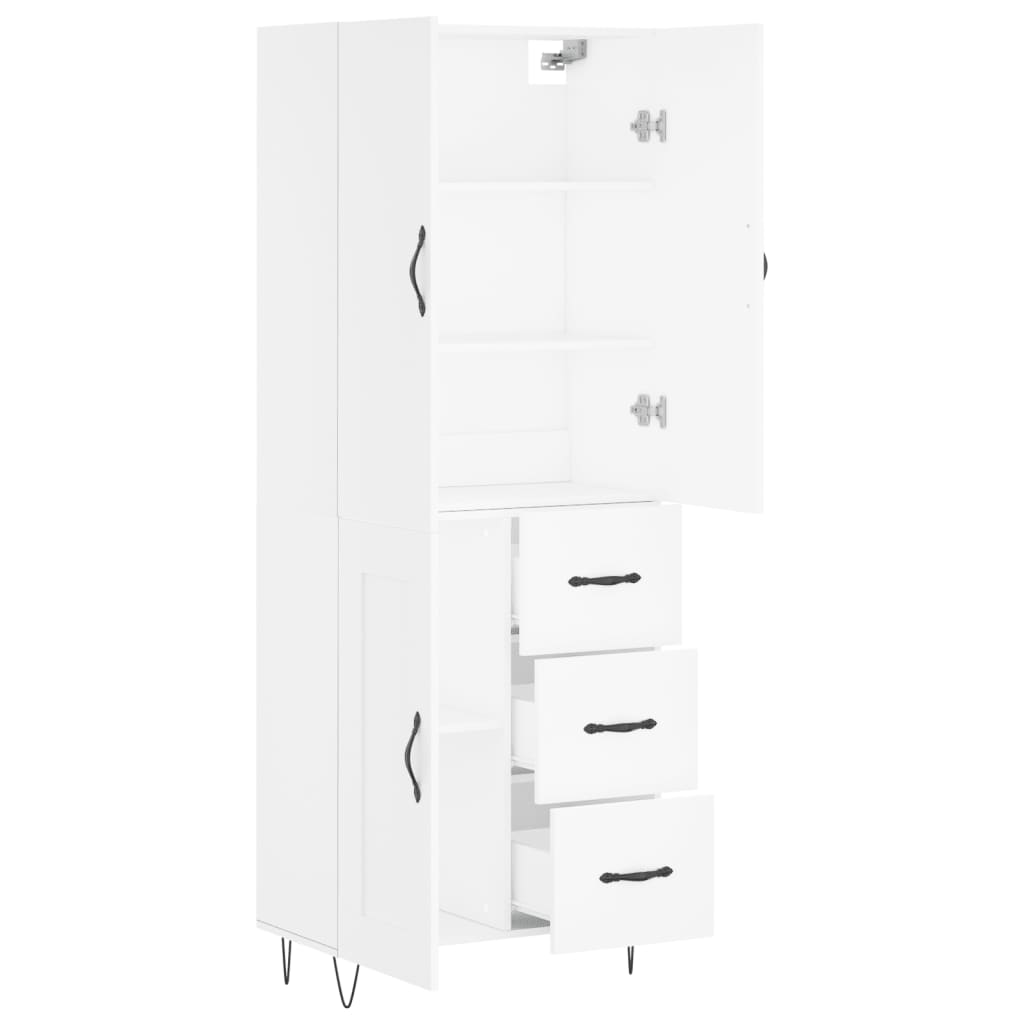 Visoka komoda bijela 69,5x34x180 cm konstruirano drvo