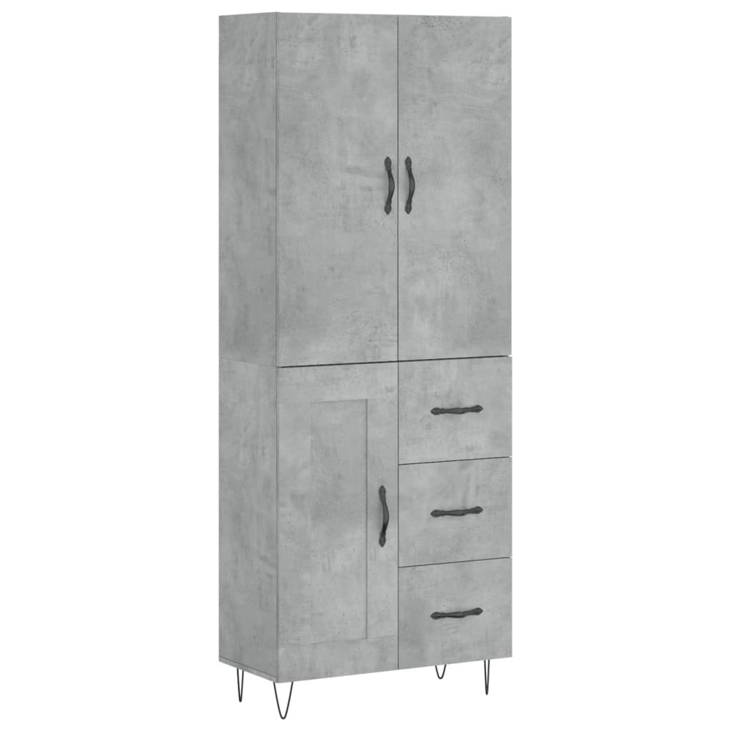 Visoka komoda siva betona 69,5x34x180 cm od konstruiranog drva