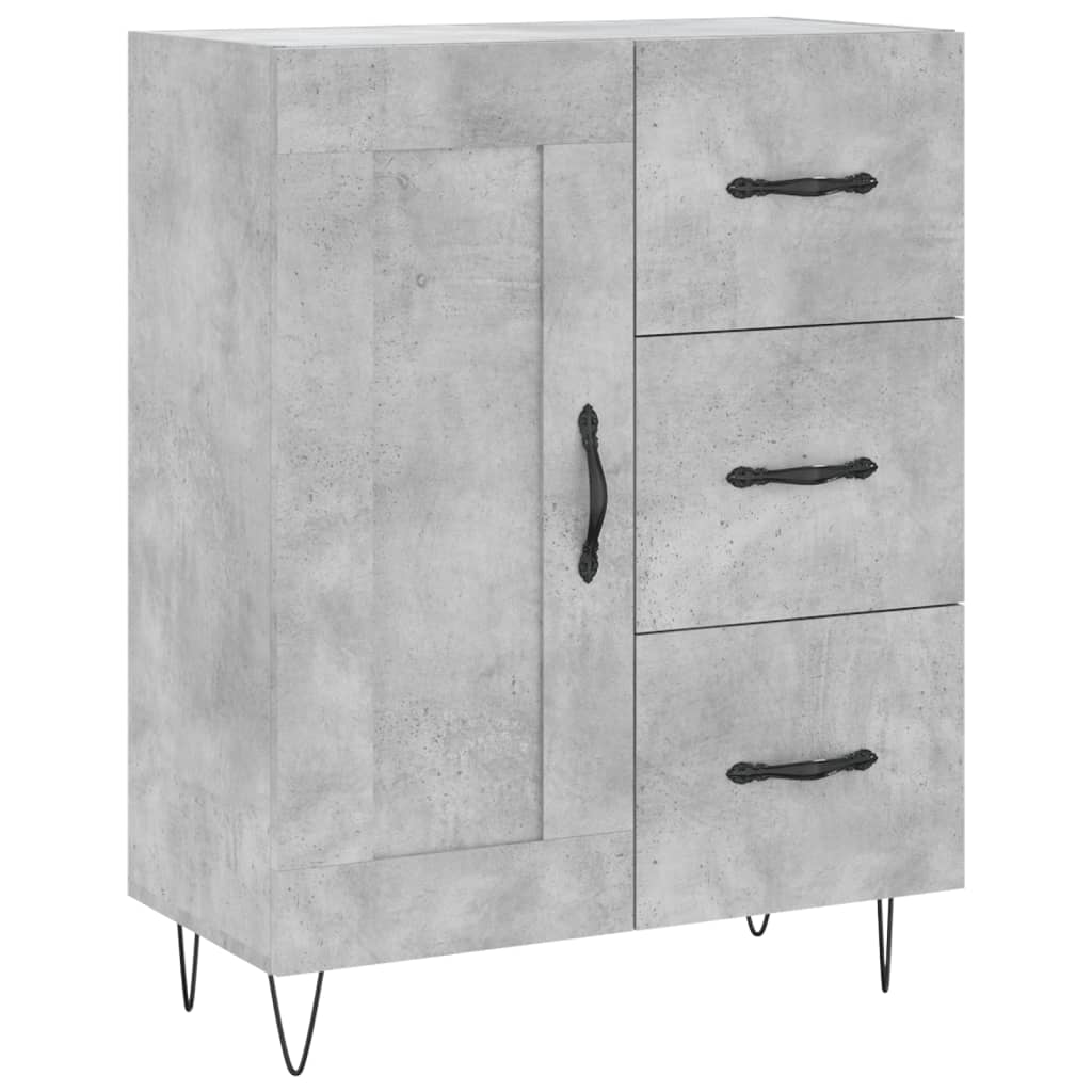 Visoka komoda siva betona 69,5x34x180 cm od konstruiranog drva
