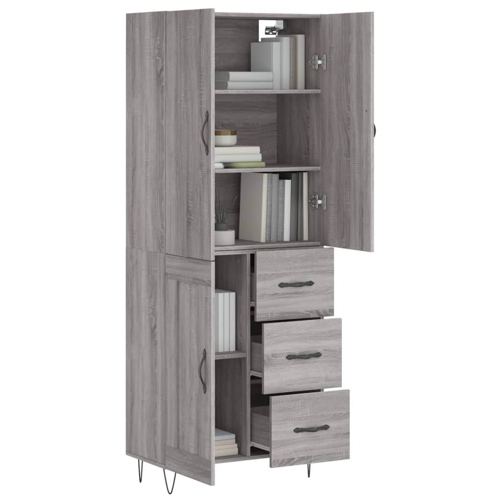 Visoka komoda siva sonome 69,5x34x180 cm od konstruiranog drva