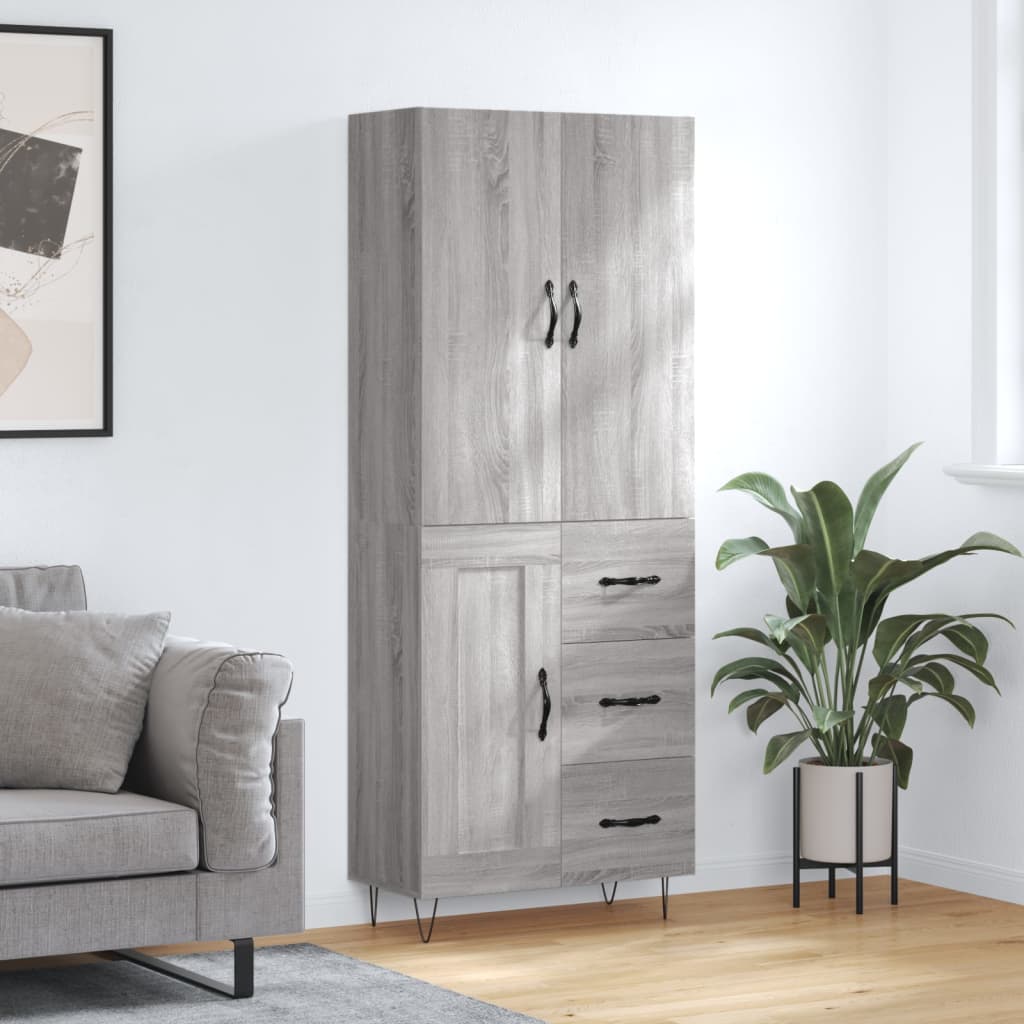 Visoka komoda siva sonome 69,5x34x180 cm od konstruiranog drva