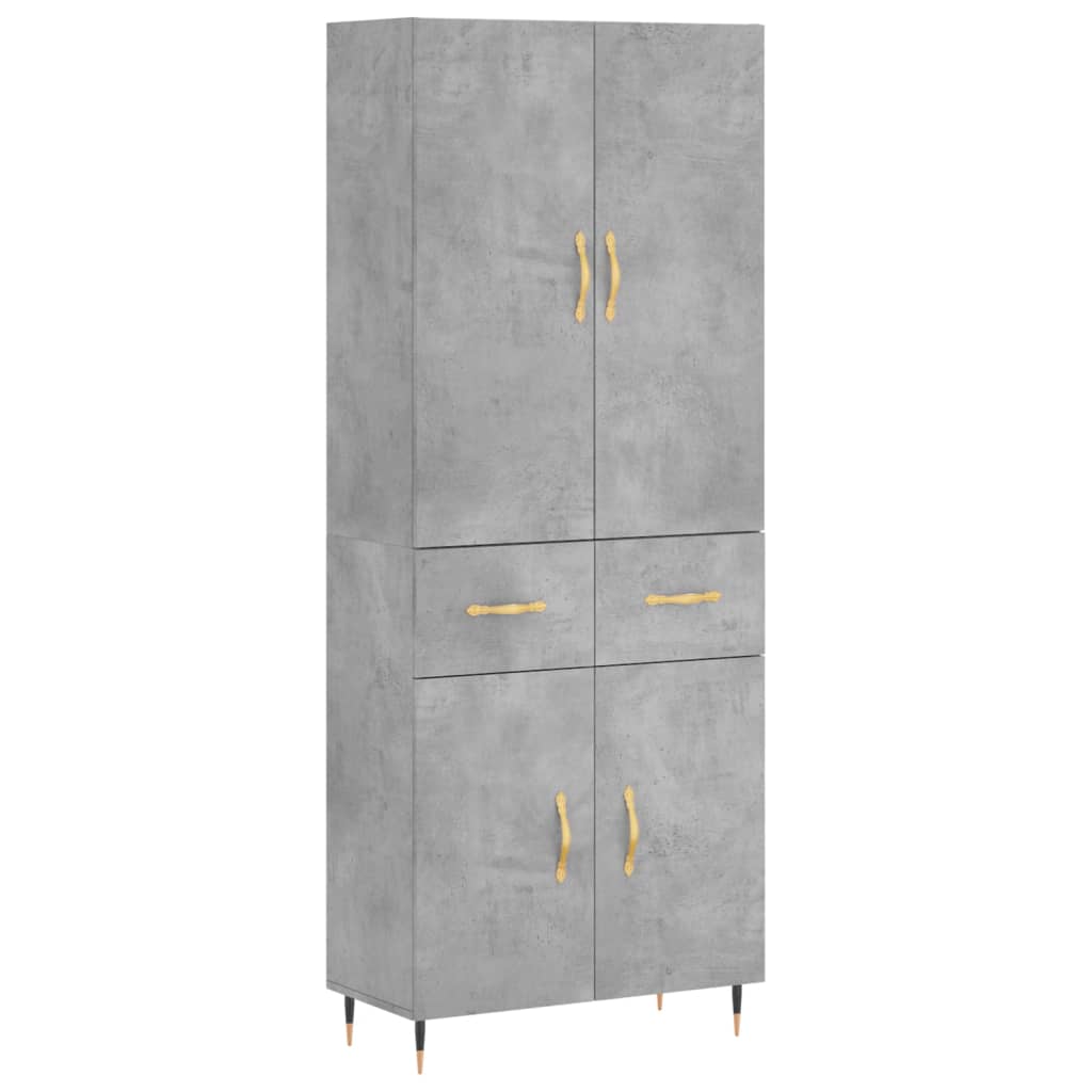 Visoka komoda siva betona 69,5x34x180 cm od konstruiranog drva