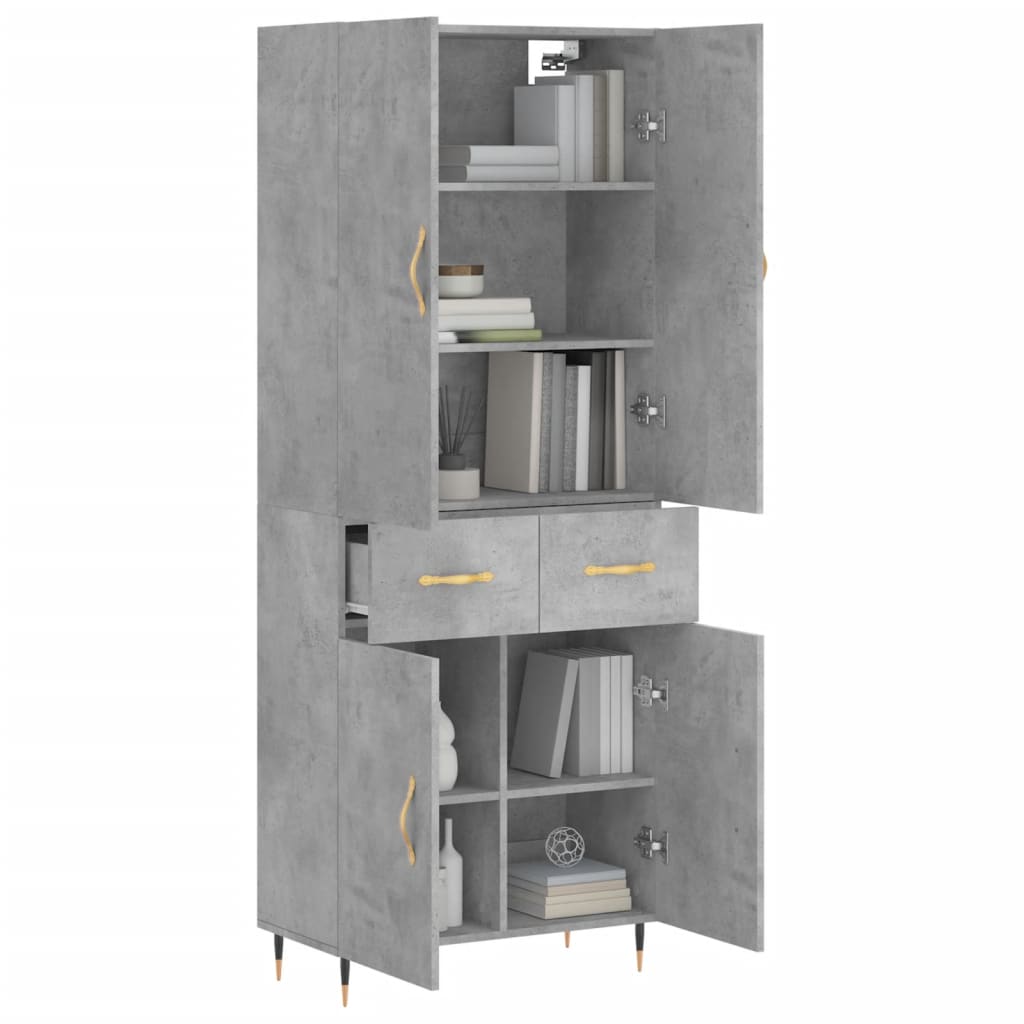 Visoka komoda siva betona 69,5x34x180 cm od konstruiranog drva