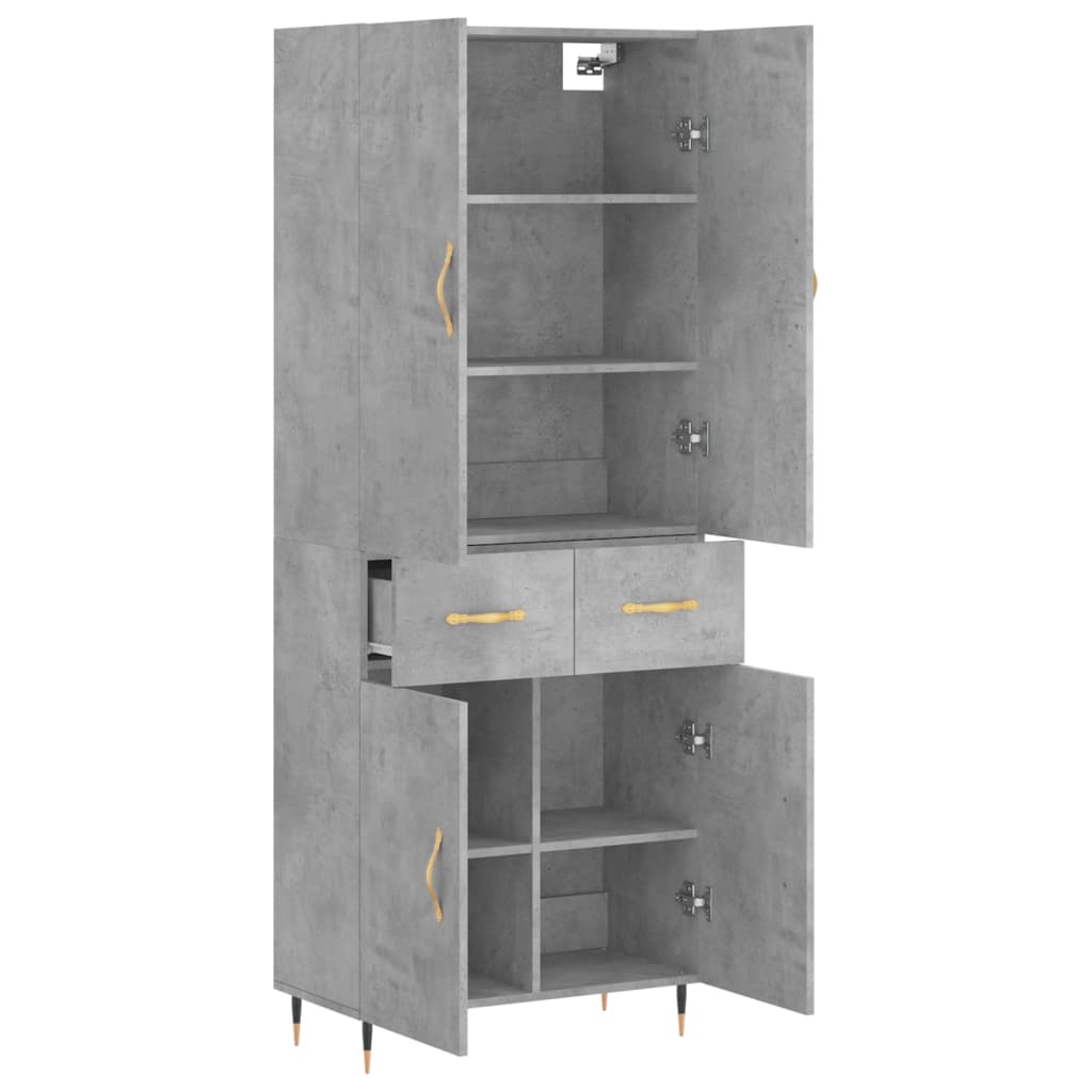 Visoka komoda siva betona 69,5x34x180 cm od konstruiranog drva