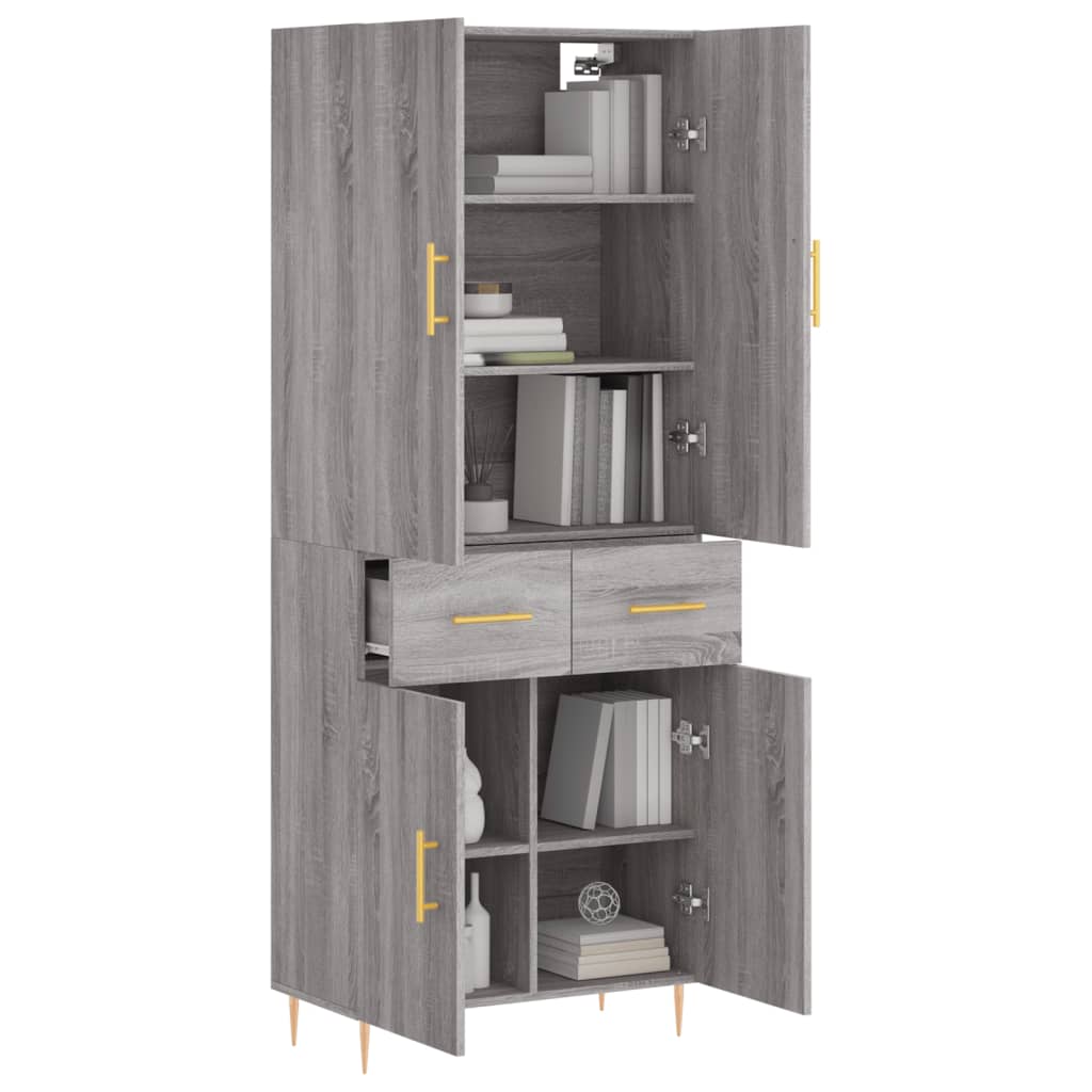 Visoka komoda siva sonome 69,5x34x180 cm od konstruiranog drva