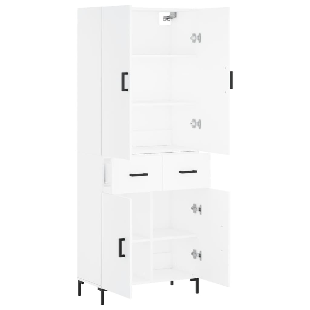 Visoka komoda bijela 69,5x34x180 cm konstruirano drvo