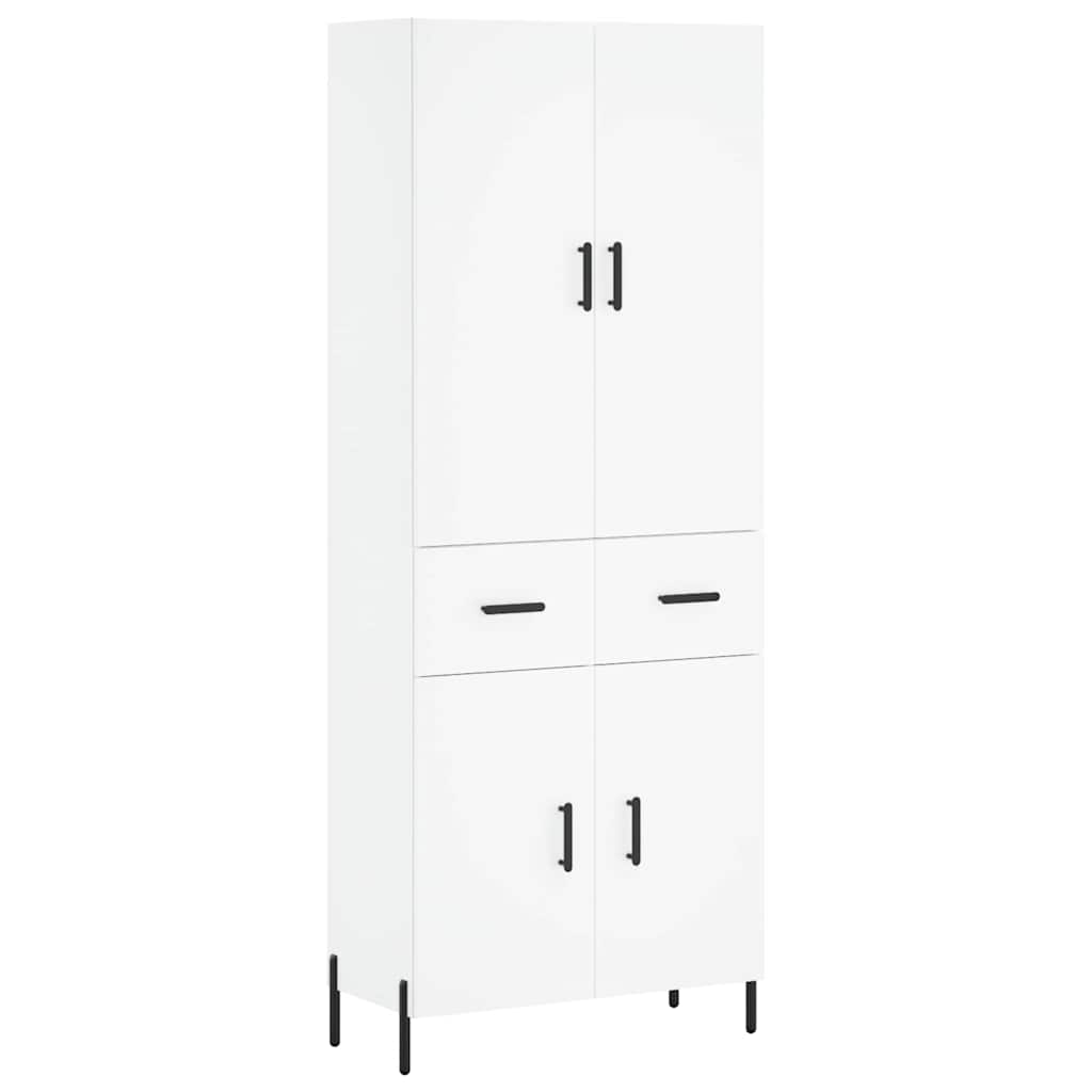 Visoka komoda bijela 69,5x34x180 cm konstruirano drvo