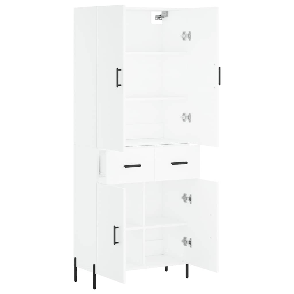 Visoka komoda bijela 69,5x34x180 cm konstruirano drvo