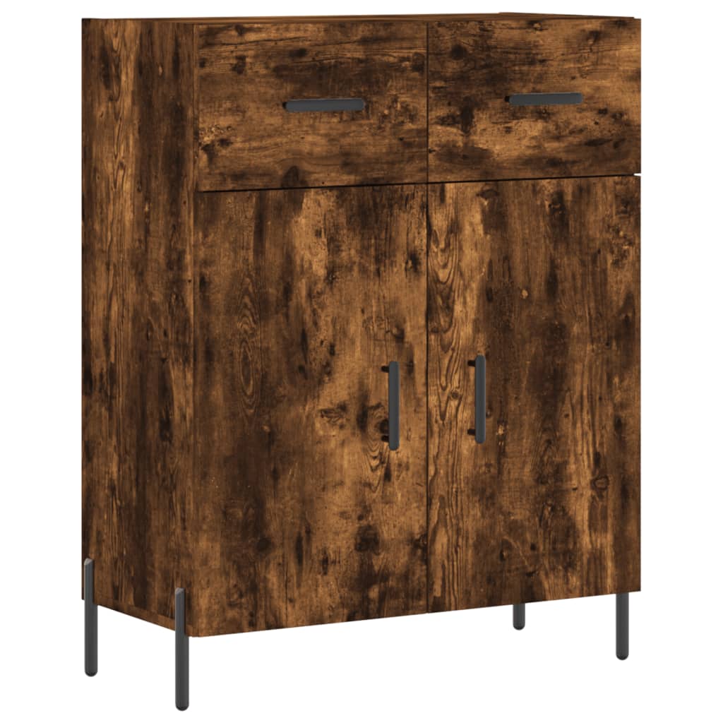 Visoka komoda dimljeni hrast 69,5x34x180 cm konstruiranog drva