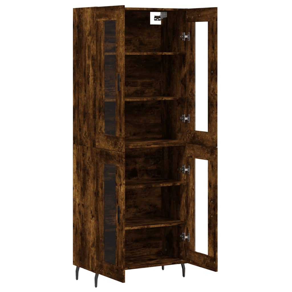 Visoka komoda dimljeni hrast 69,5x34x180 cm konstruiranog drva