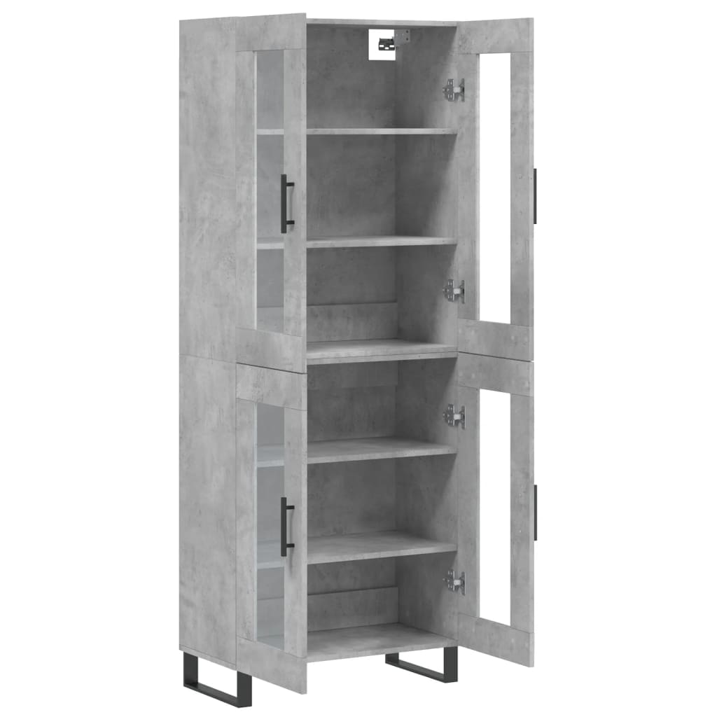 Visoka komoda siva betona 69,5x34x180 cm od konstruiranog drva