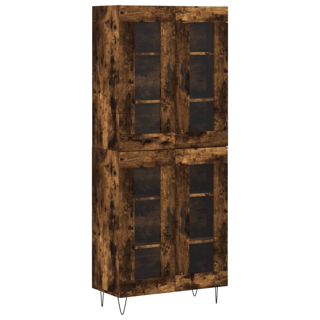 Visoka komoda dimljeni hrast 69,5x34x180 cm konstruiranog drva