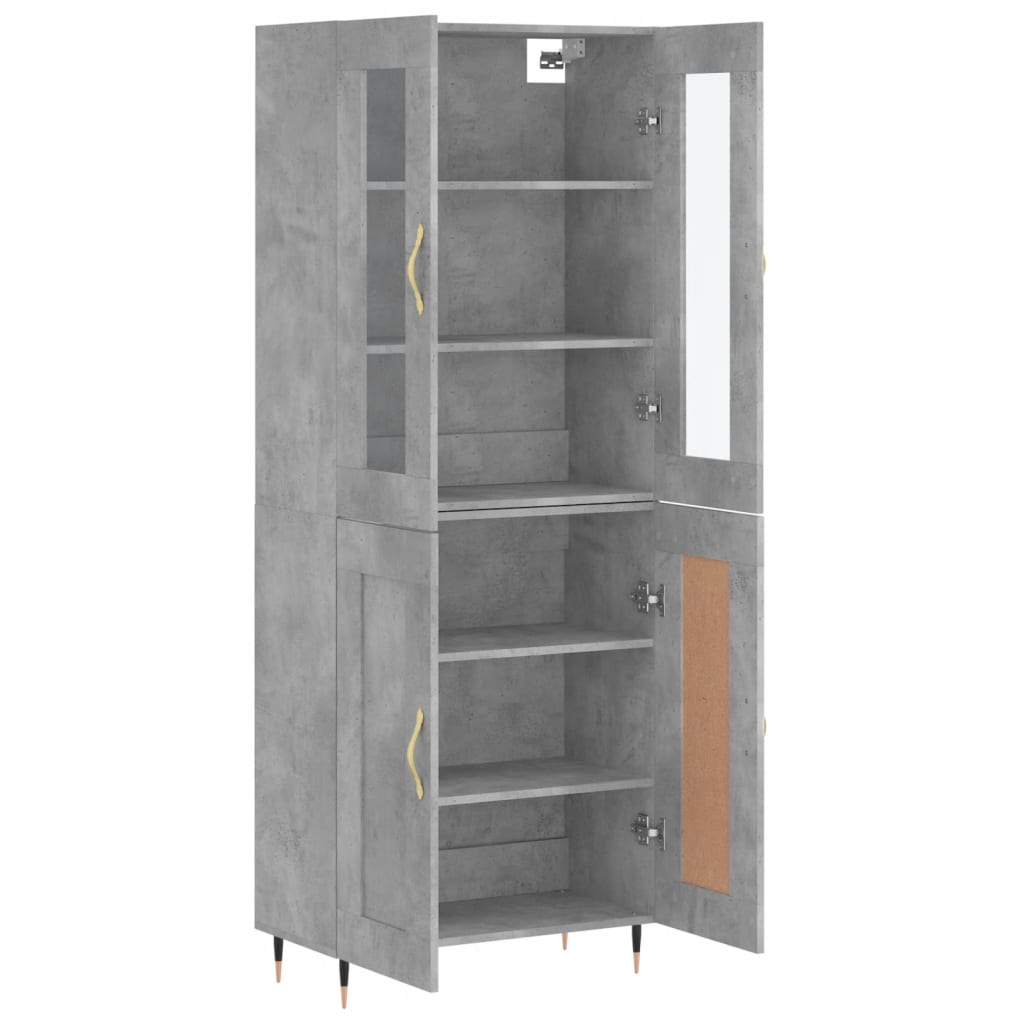 Visoka komoda siva betona 69,5x34x180 cm od konstruiranog drva
