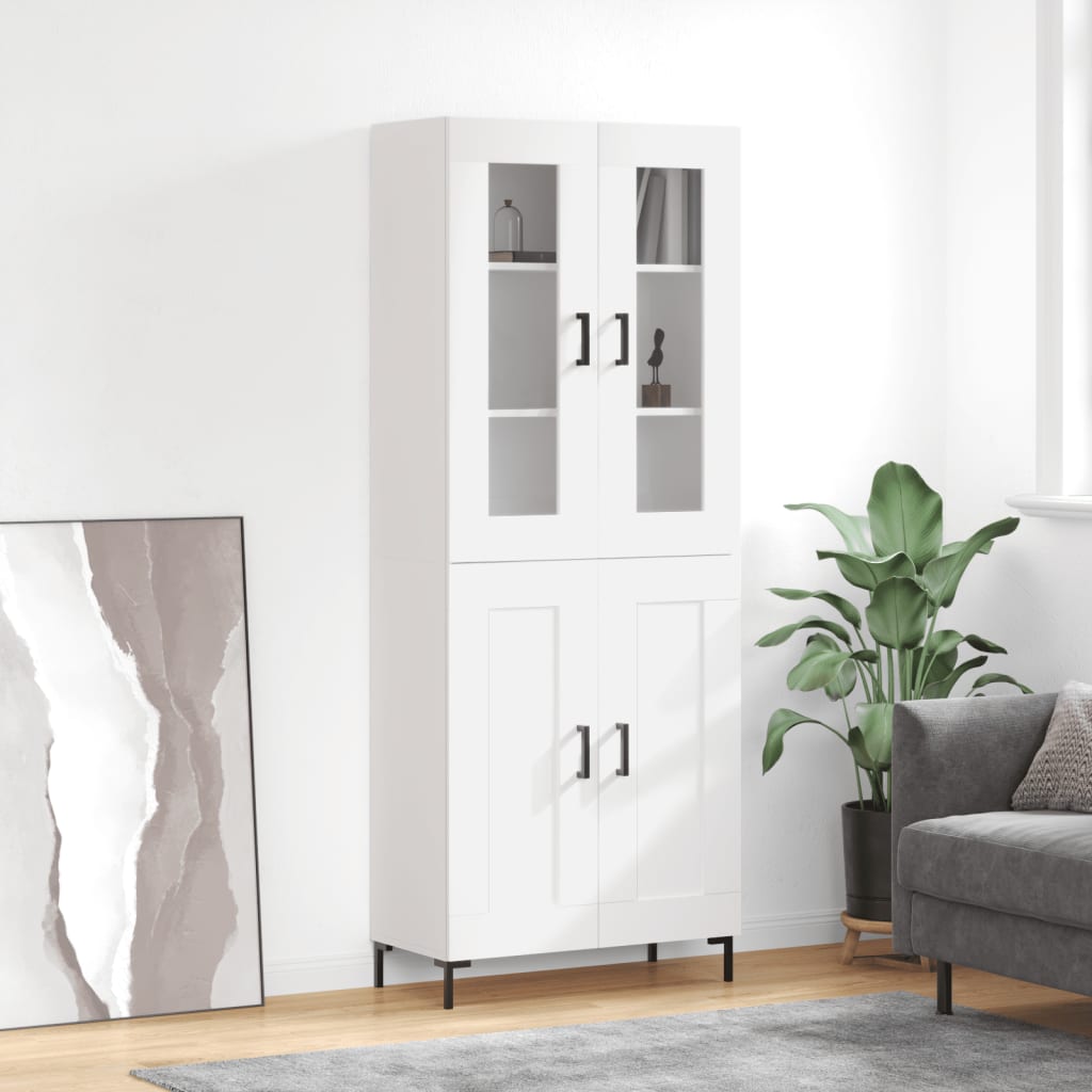 Visoka komoda bijela 69,5x34x180 cm konstruirano drvo