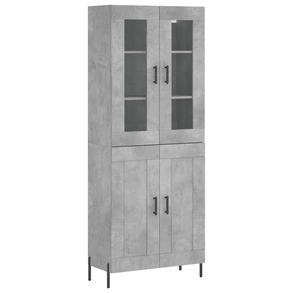 Visoka komoda siva betona 69,5x34x180 cm od konstruiranog drva