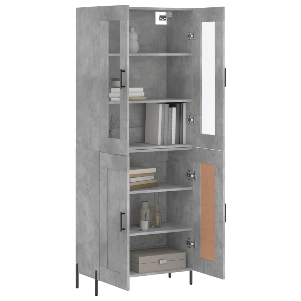 Visoka komoda siva betona 69,5x34x180 cm od konstruiranog drva