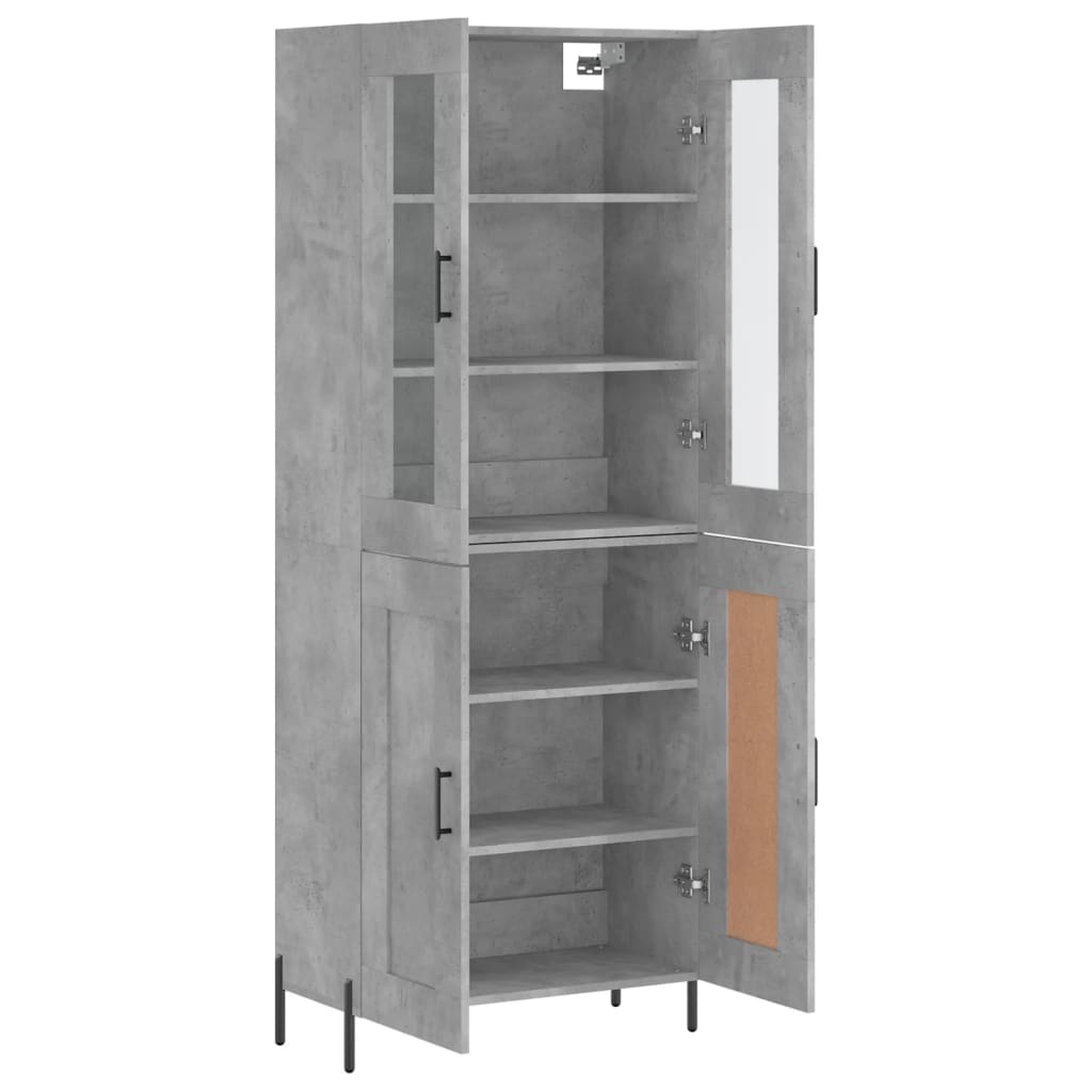Visoka komoda siva betona 69,5x34x180 cm od konstruiranog drva