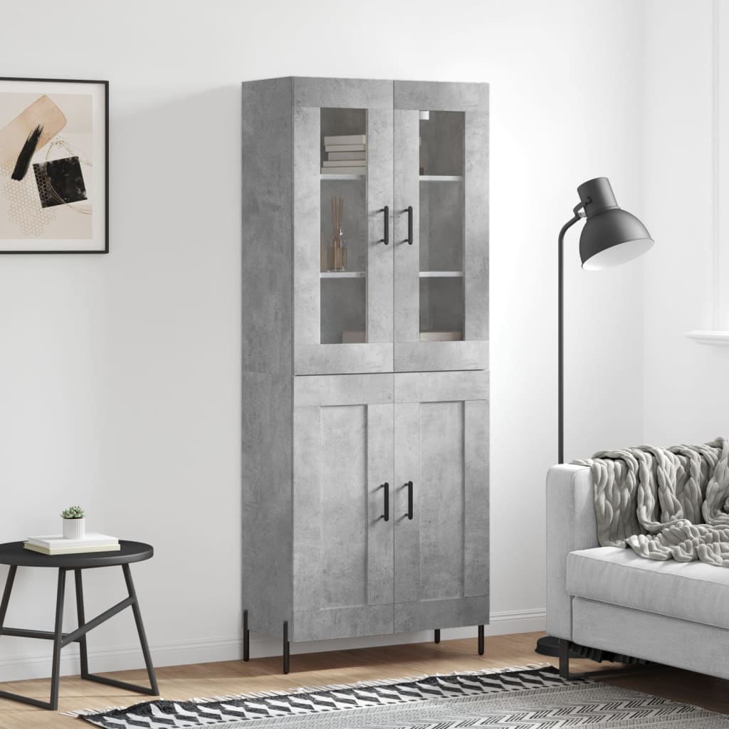 Visoka komoda siva betona 69,5x34x180 cm od konstruiranog drva