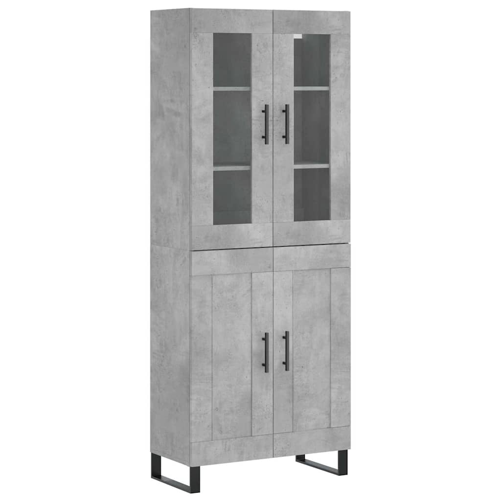 Visoka komoda siva betona 69,5x34x180 cm od konstruiranog drva