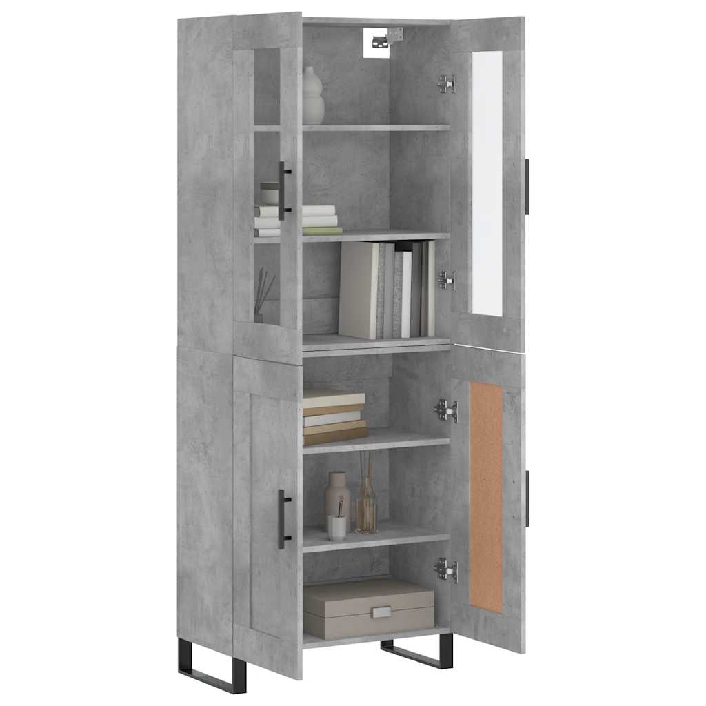 Visoka komoda siva betona 69,5x34x180 cm od konstruiranog drva