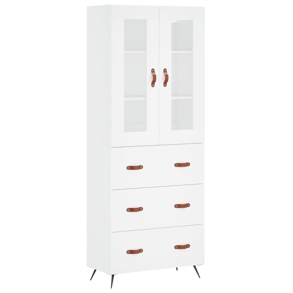 Visoka komoda bijela 69,5x34x180 cm konstruirano drvo