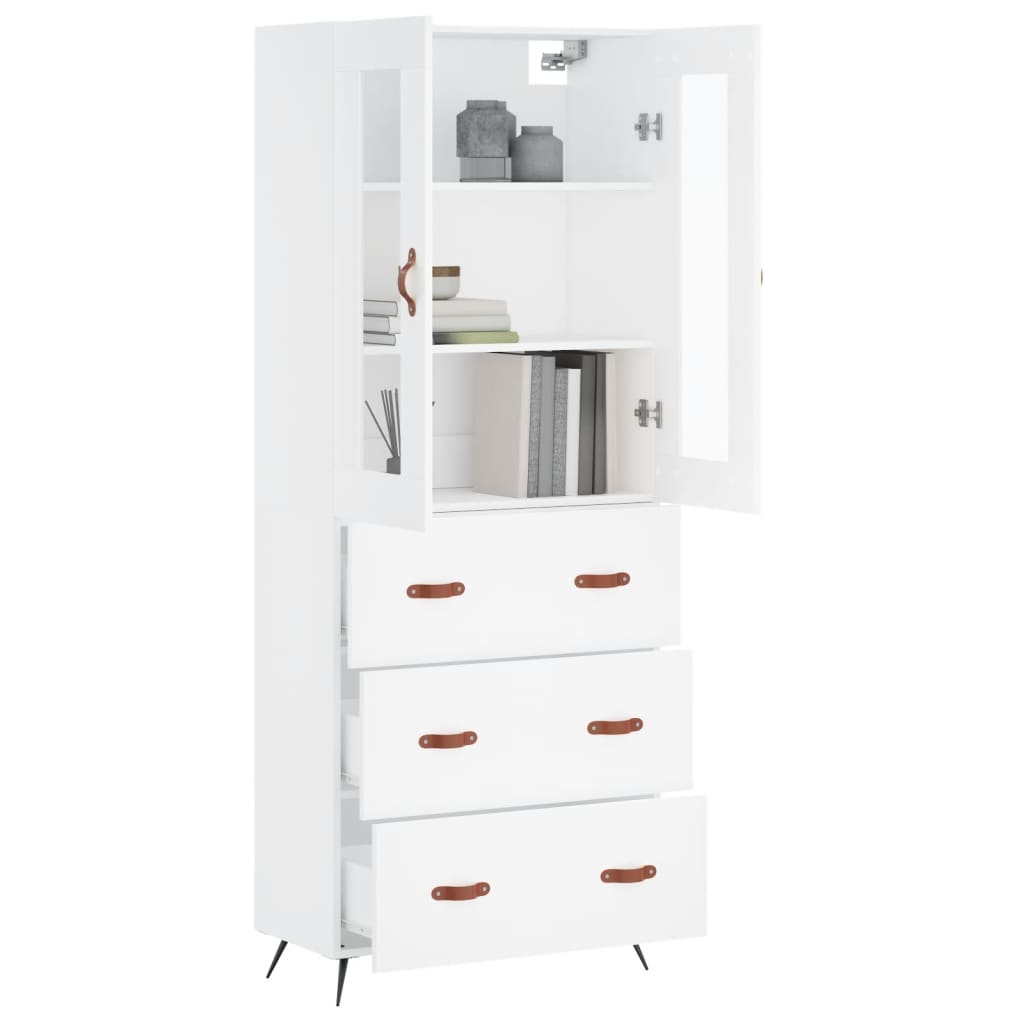 Visoka komoda bijela 69,5x34x180 cm konstruirano drvo