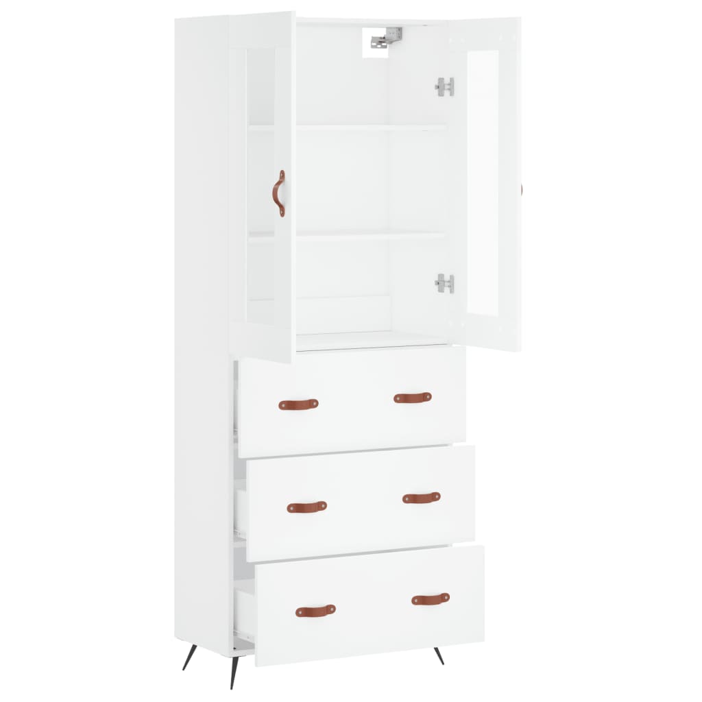 Visoka komoda bijela 69,5x34x180 cm konstruirano drvo
