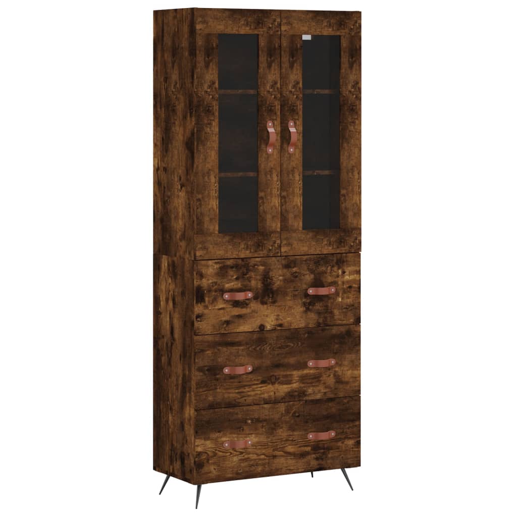 Visoka komoda dimljeni hrast 69,5x34x180 cm konstruiranog drva
