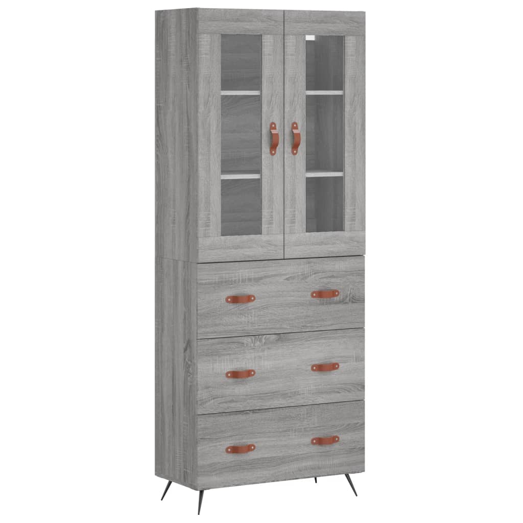 Visoka komoda siva sonome 69,5x34x180 cm od konstruiranog drva