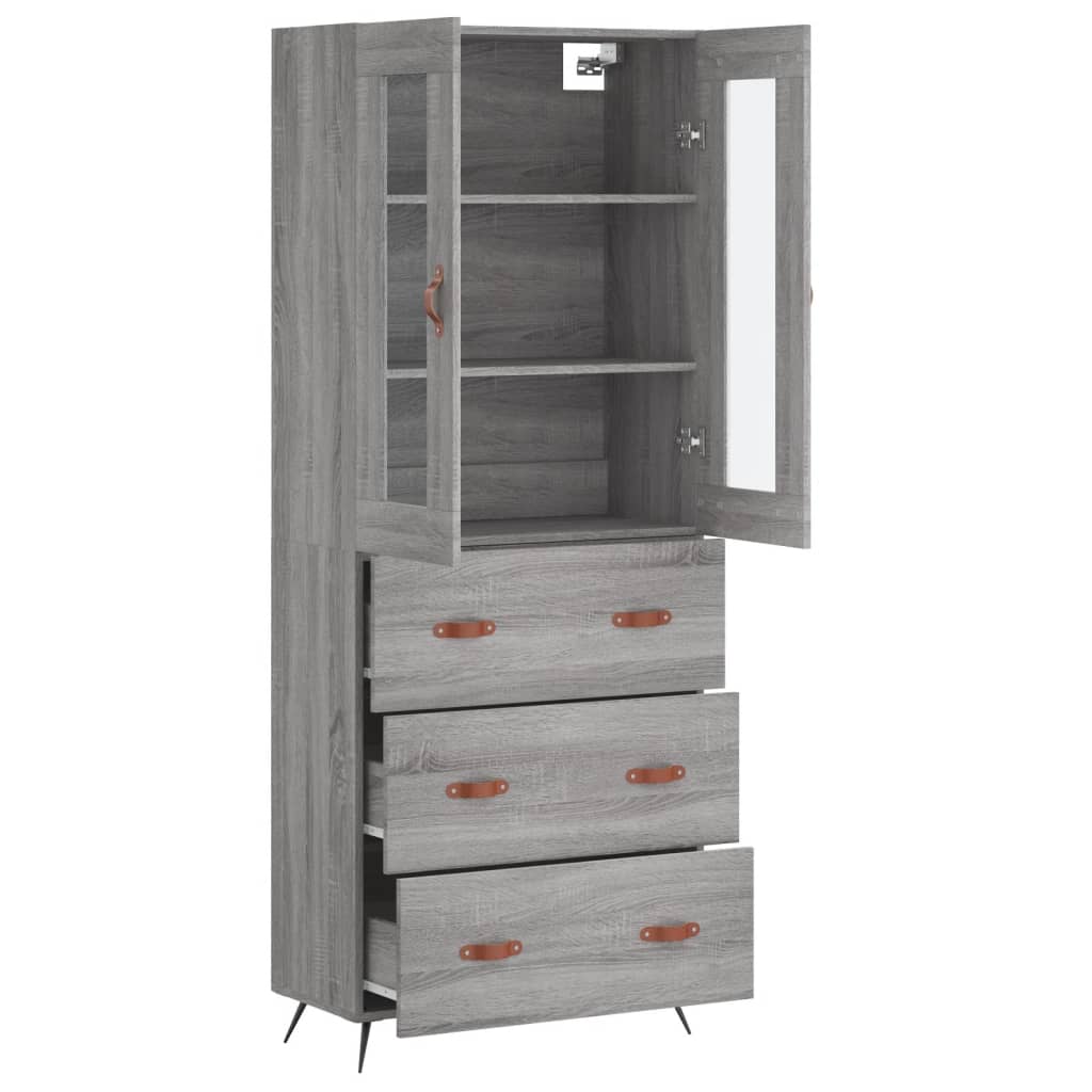Visoka komoda siva sonome 69,5x34x180 cm od konstruiranog drva