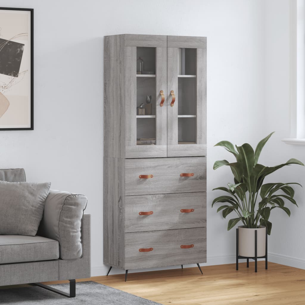 Visoka komoda siva sonome 69,5x34x180 cm od konstruiranog drva