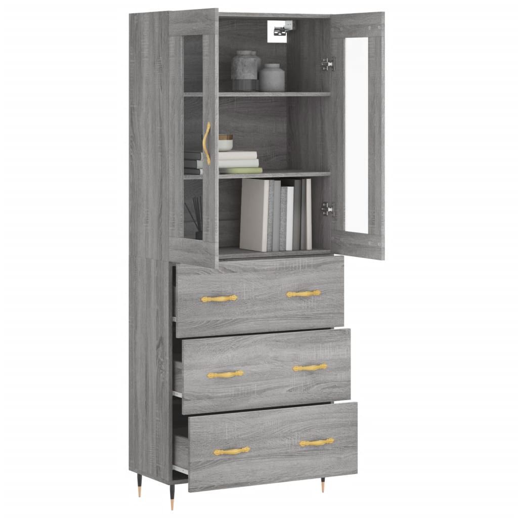 Visoka komoda siva sonome 69,5x34x180 cm od konstruiranog drva