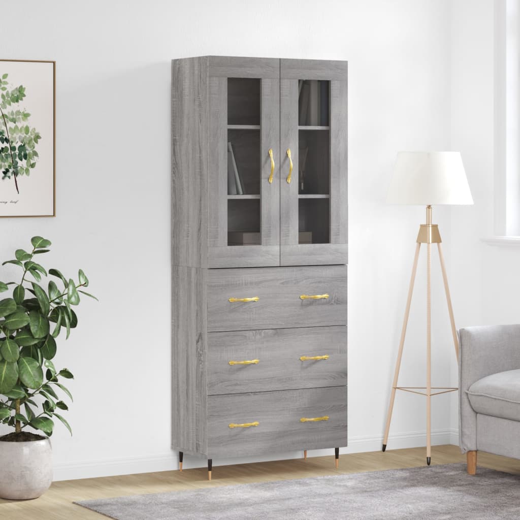 Visoka komoda siva sonome 69,5x34x180 cm od konstruiranog drva