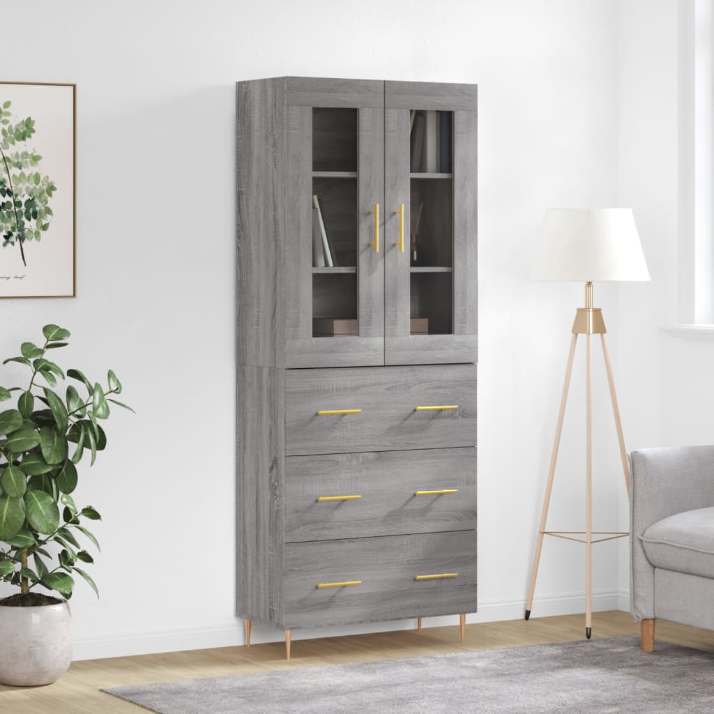 Visoka komoda siva sonome 69,5x34x180 cm od konstruiranog drva