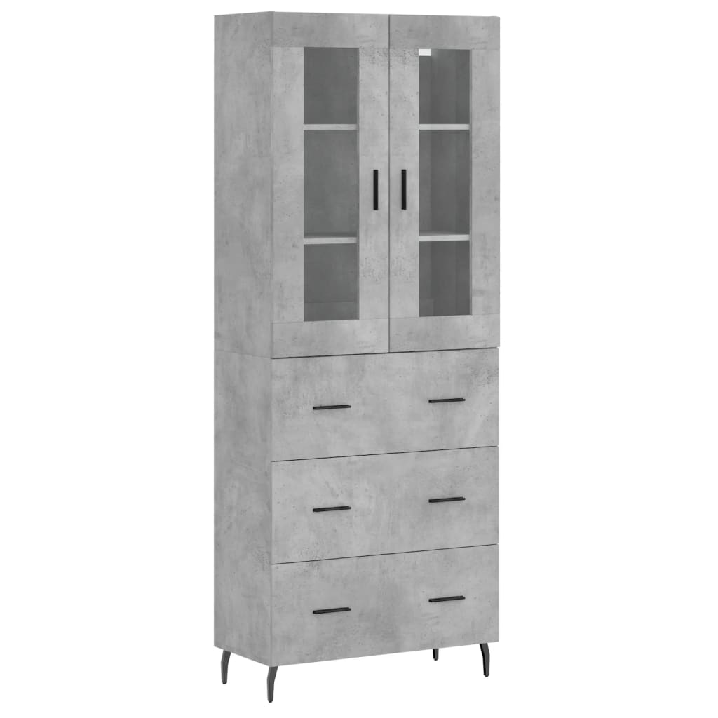 Visoka komoda siva betona 69,5x34x180 cm od konstruiranog drva