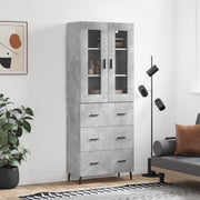 Visoka komoda siva betona 69,5x34x180 cm od konstruiranog drva