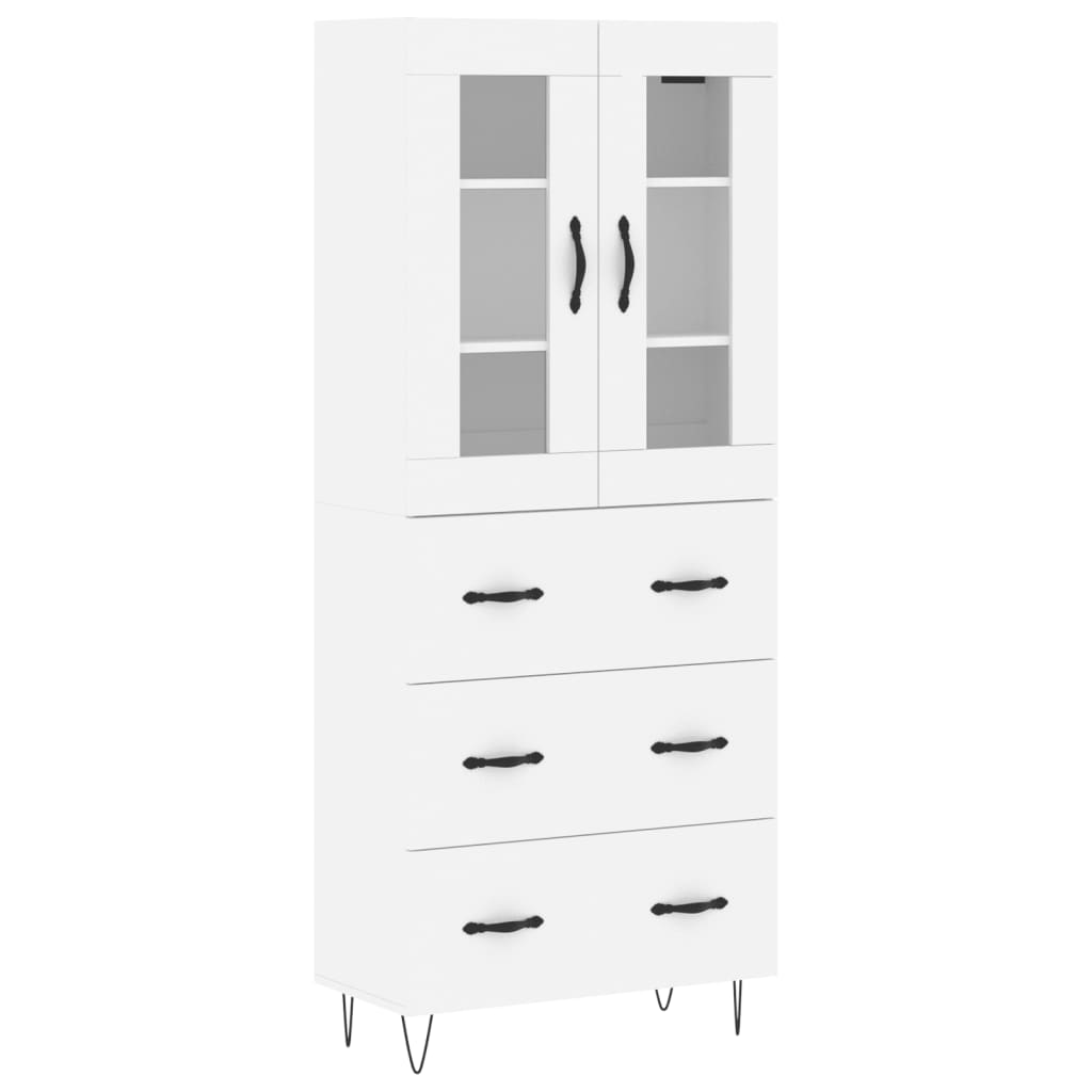 Visoka komoda bijela 69,5x34x180 cm konstruirano drvo