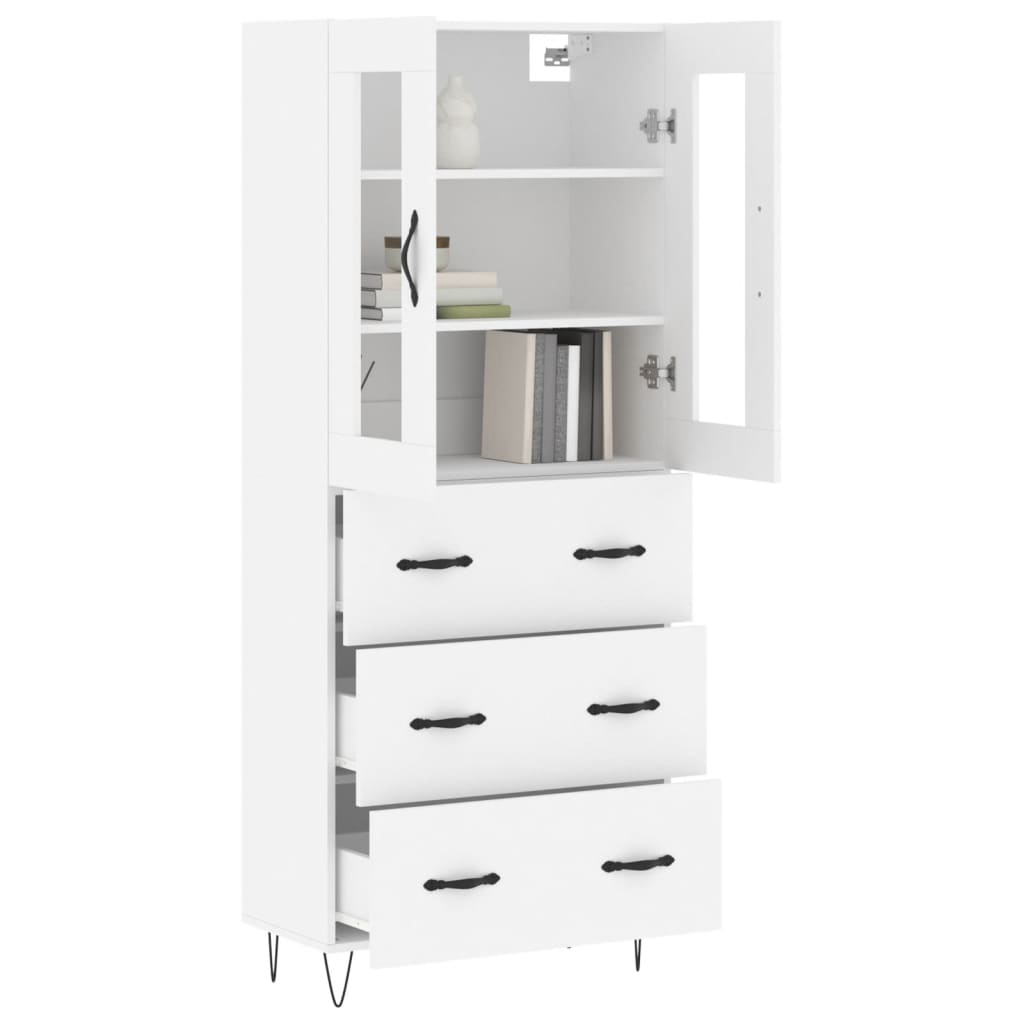 Visoka komoda bijela 69,5x34x180 cm konstruirano drvo