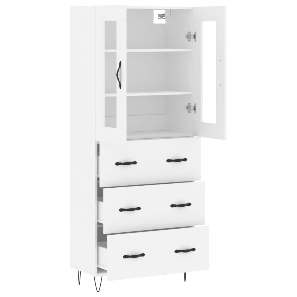 Visoka komoda bijela 69,5x34x180 cm konstruirano drvo